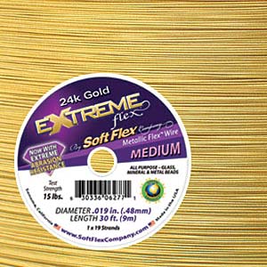SoftFlex Beading Wire .019 21strand, 24K GP-disc, 30ft Spool Size