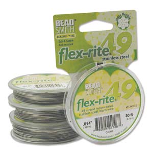 Flex-rite Beading Wire .014 49strand, Clear, 30ft Spool Size