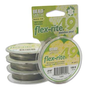 Flex-rite Beading Wire .018 49strand, Clear, 100ft Spool Size