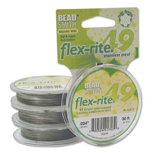 Flex-rite Beading Wire .024 49strand, Clear, 30ft Spool Size