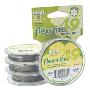 Flex-rite Beading Wire .024 49strand, Clear, 100ft Spool Size