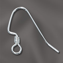 Sterling Silver Earwire .032 Angled w/coil