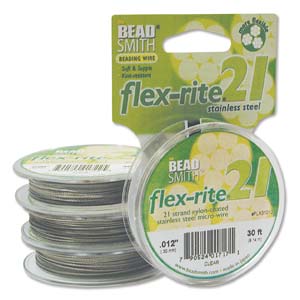 Flex-rite Beading Wire .012 21strand, Clear, 30ft Spool Size