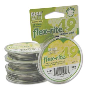 Flex-rite Beading Wire .012 49strand, Clear, 30ft Spool Size