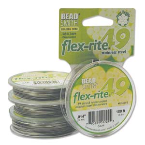 Flex-rite Beading Wire .014 49strand, Clear, 100ft Spool Size