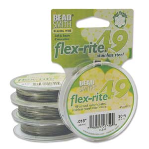 Flex-rite Beading Wire .018 49strand, Clear, 30ft Spool Size