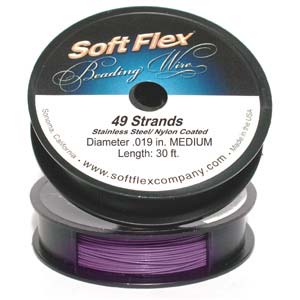 SoftFlex Beading Wire .019 49strand, Purple-disc, 30ft Spool Size