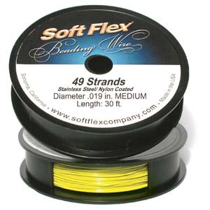 SoftFlex Beading Wire .019 49strand, Yellow-disc, 30ft Spool Size