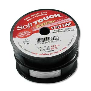 SoftTouch Beading Wire .010 07strand, White, 30ft Spool Size